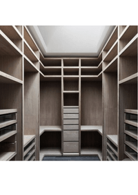 П-образная гардеробная комната в классическом стиле Омск